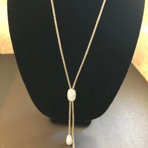 Chico's Silver Tone Popcorn Rhinestone Drop Chain